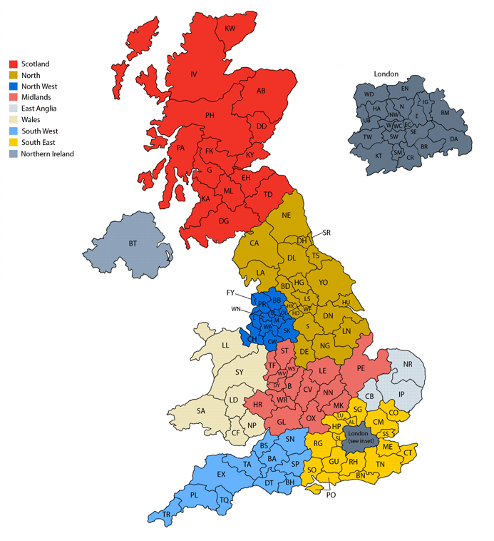 map of uk postcodes